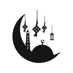 Eid Mubarak Islamic vector design greeting card template. 