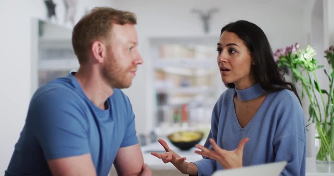 4K Couple having a disagreement with woman nagging & man looking fed up