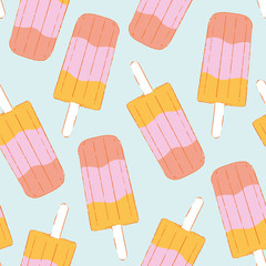 Vector pastel popsicle seamless pattern. Summer background great for wrapping paper, scrapbooking and wallpaper.