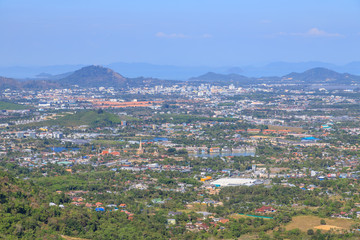 Fototapeta na wymiar Phuket and Chalong Temple Pagoda aerial scenic view cityscape