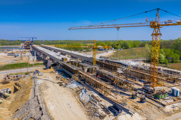 Construction of the viaduct on the new S7 highway, Luban, Poland