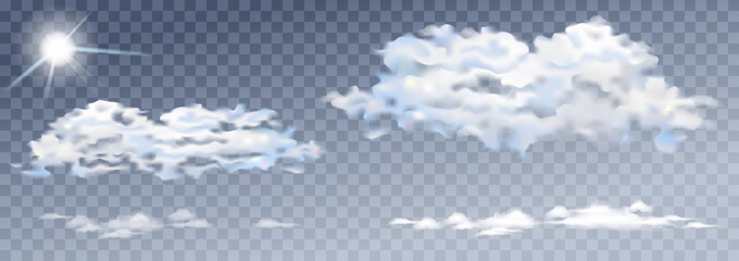 Vector transparent clouds and sun nature and sky