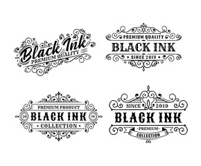 Set of Vintage Tattoo label design, calligraphy and typography elements styled design