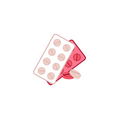 Treatment of infertility tablets or pills capsules flat vector isolated on white.