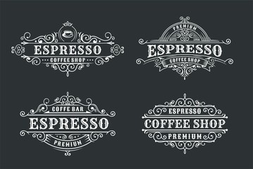 Set of Vintage coffee label design, calligraphy and typography elements styled design