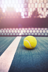 tennis ball near the line and net