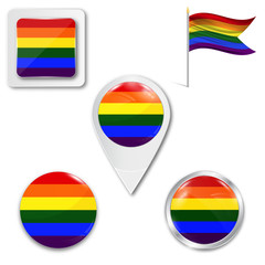 Set of icons LGBT flag in different designs.