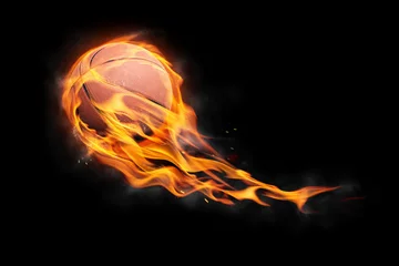 Keuken spatwand met foto basketball on fire © BortN66