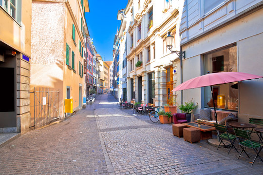 Colorful street in Zurich view