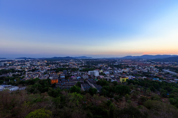 Obraz premium Phuket aerial panorama scenic view from Rang Hill Park during twilight