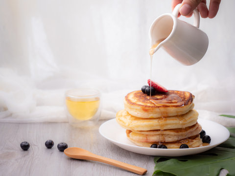 Pancake on the dish with white background