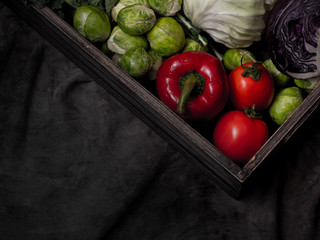 vegetable set with dark background