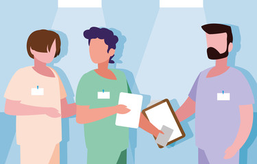 Fototapeta premium group of doctors with uniform avatar character