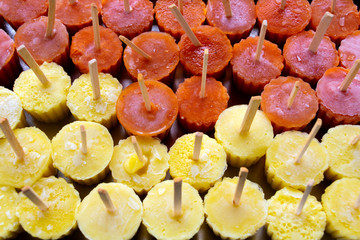 Group of fruit ice creams, summer sale in Guatemala, Central America.