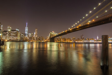 Fototapeta na wymiar New york skyline during night from river