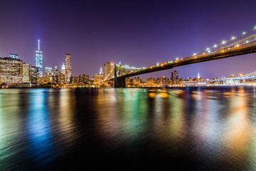 Fototapeta na wymiar New york skyline during night from river