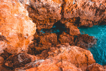 high contasted rocks in a natural bay