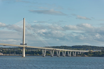 The new Queensferry Crossing bridge over the Firth of Forth in Edinburgh Scotland.