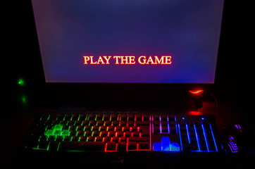 Iilluminated computer keyboard at nigh