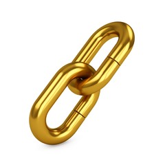 3D rendering chain of two links isolated on white. Lock, connection concept.