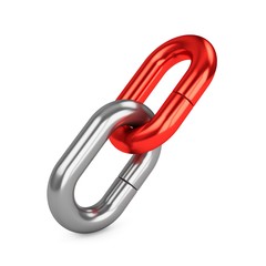 Obraz premium 3D rendering chain of two links isolated on white. Lock, connection concept.