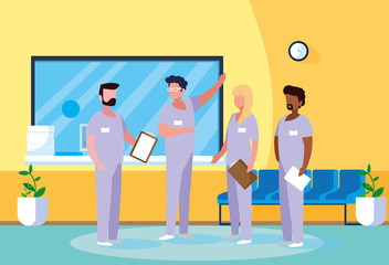 Obraz premium group of professionals doctors in hospital