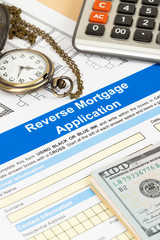 Reverse mortgage application form, financial concept