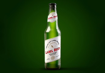 Green Beer Bottle Packaging Design Mockup