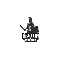 legion of warrior with sword and shield logo