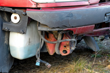 The damage occurred after a road collision