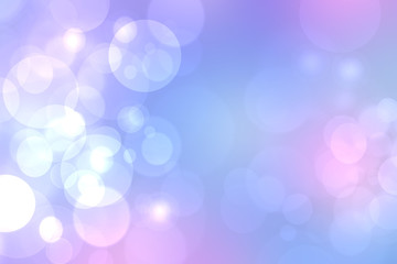 Abstract gradient of light blue pink pastel background texture with glowing circular bokeh lights. Beautiful colorful spring or summer backdrop.