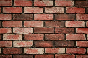 Natural red bricks wall masonry
