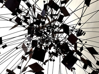 image formed by squares and rectangles of brass and metal joined by fine wires. Perfect for white,...