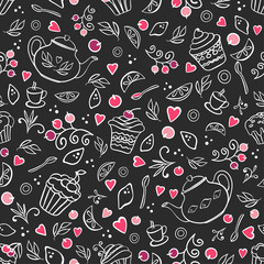 Tea time seamless pattern