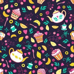 Tea time seamless pattern