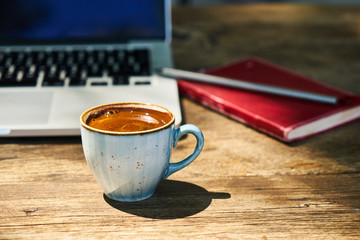 Dark Turkish coffee on the table