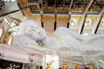 Thailand biggest white marble nirvana buddha at Wat Pa Phu Kon, Udon Thani Thailand