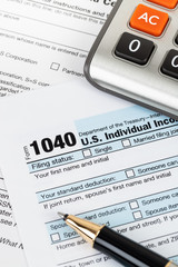 Individual income tax returm form by IRS, concept for taxation