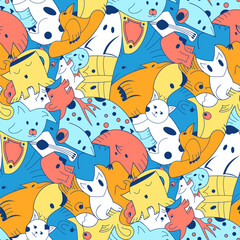 Cute monster party vector kids seamless pattern.