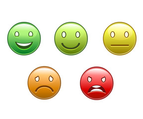 Vector set of color round faces with different expressions