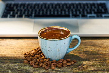Dark Turkish coffee on the table