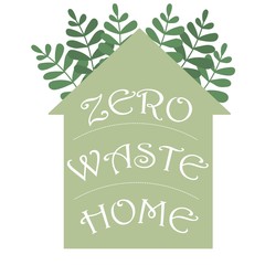 Zero waste home hadwritten lettering in a house silhouette. Vector eco concept illustration. Protection icon vector. Health care vector illustration. Garbage recycling. Nature logo.