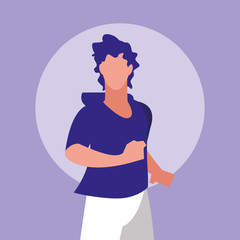 young athletic man running avatar character