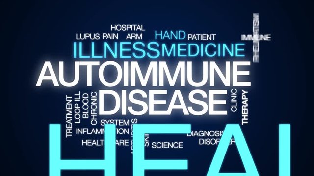 Autoimmune disease animated word cloud. Kinetic typography.