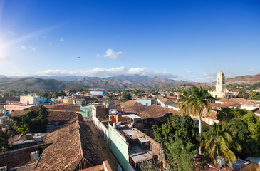 Panoramic aerial view on Trinidad with Lucha Contra Bandidos, Cuba