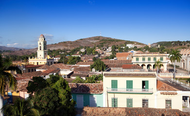 Fototapeta na wymiar Panoramic aerial view on Trinidad with Lucha Contra Bandidos, Cuba.