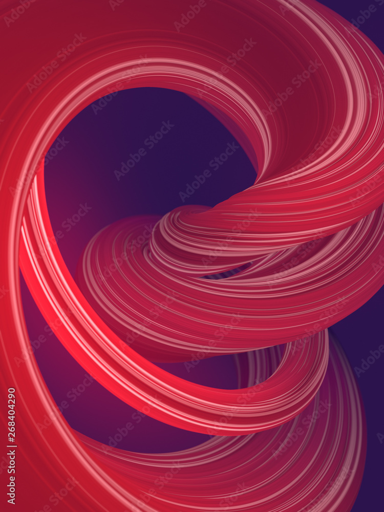 Poster Colored twisted shape. Computer generated abstract geometric 3D render illustration