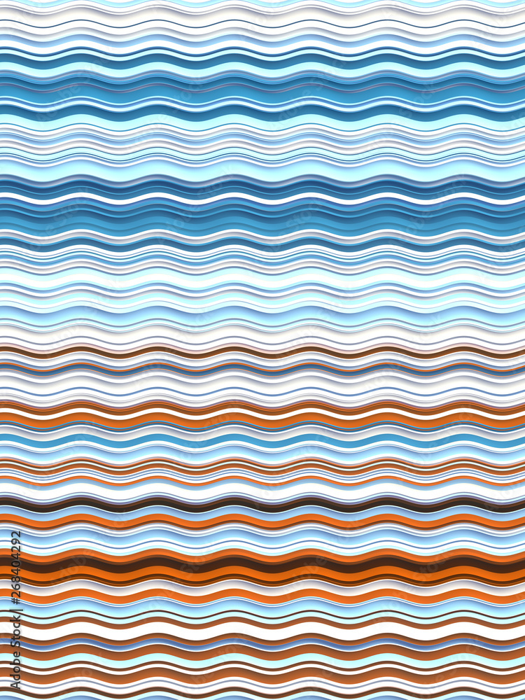 Aufkleber Colored Wavy Background. Dynamic Effect. Design Template. Modern Pattern. 3d rendering