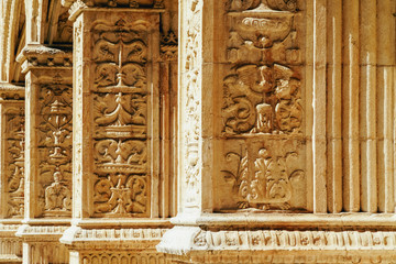 Jeronimos Hieronymites Monastery Of The Order Of Saint Jerome In Lisbon, Portugal Is Built In Portuguese Late Gothic Manueline Architecture Style