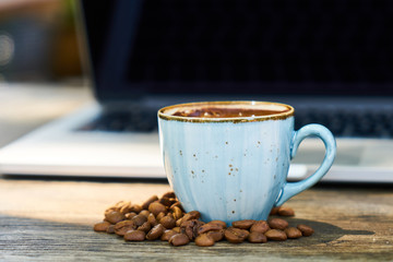 Dark Turkish coffee on the table